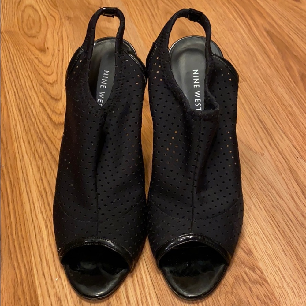 Nine West Black Anissa Slingback Heels Size 8.5